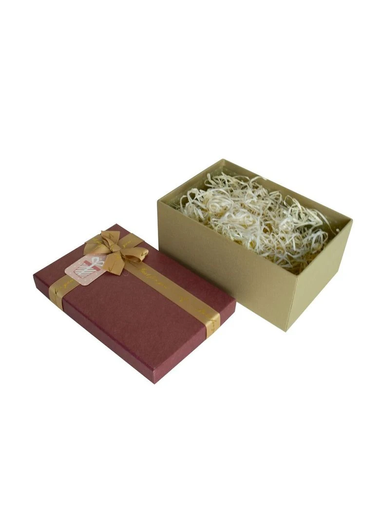 Подарочная коробка с бантом бордовозолота, M — 25×18,5×11,5 см. No Brand (291439294)