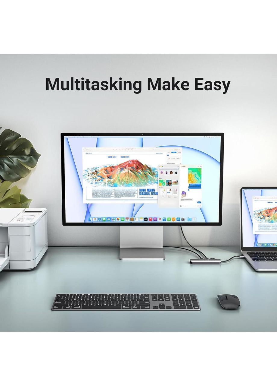 Адаптер хаб док-станция CM195 USB Type-C HDMI 4K 30Hz SD/TF Card USB 3.0x4 (15214) Ugreen (364462144)