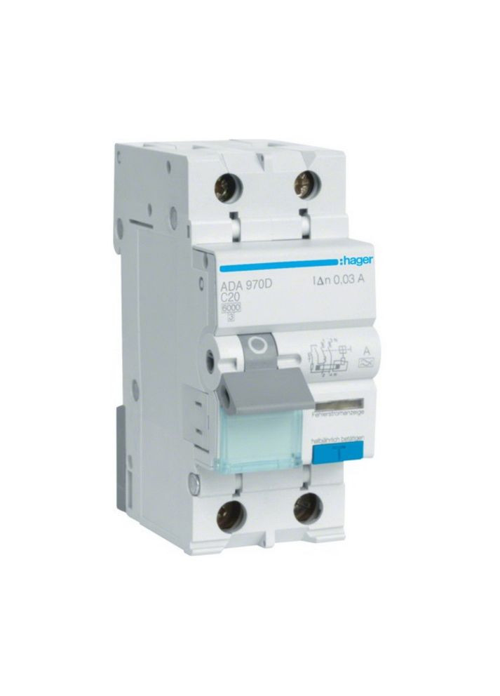 Дифференциальный автомат 2P C20A 30мA тип A (ADA970D ) Hager (365651621)