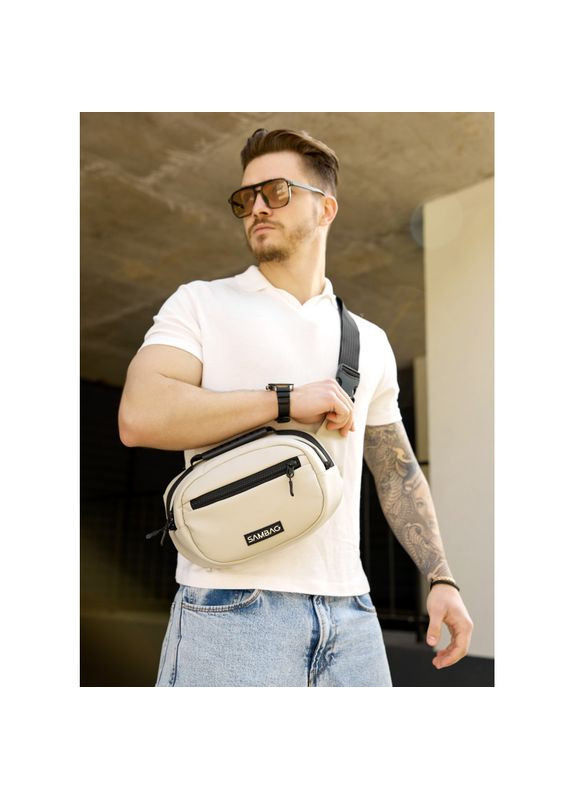 Сумка через плече бананка Flex сіра Sambag (330104163)