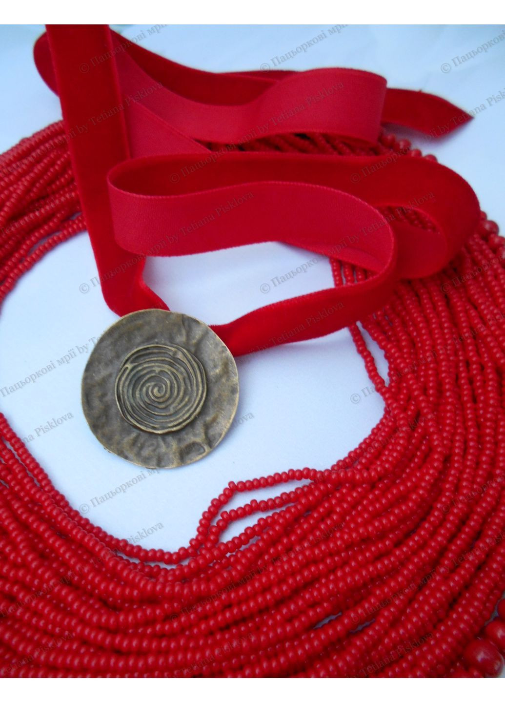 Ожерелье красное короткое с подвеской Пацьоркові мрії (369725123)