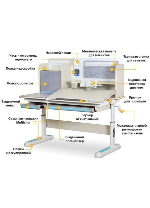 Парта (BD-630 MG + BL Multicolor) Mealux Winnipeg Multicolor Blue (301219648)