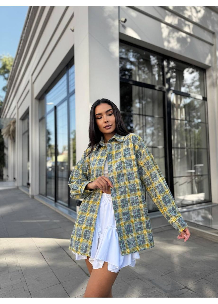 Желтая кэжуал рубашка в клетку MonCher с длинным рукавом