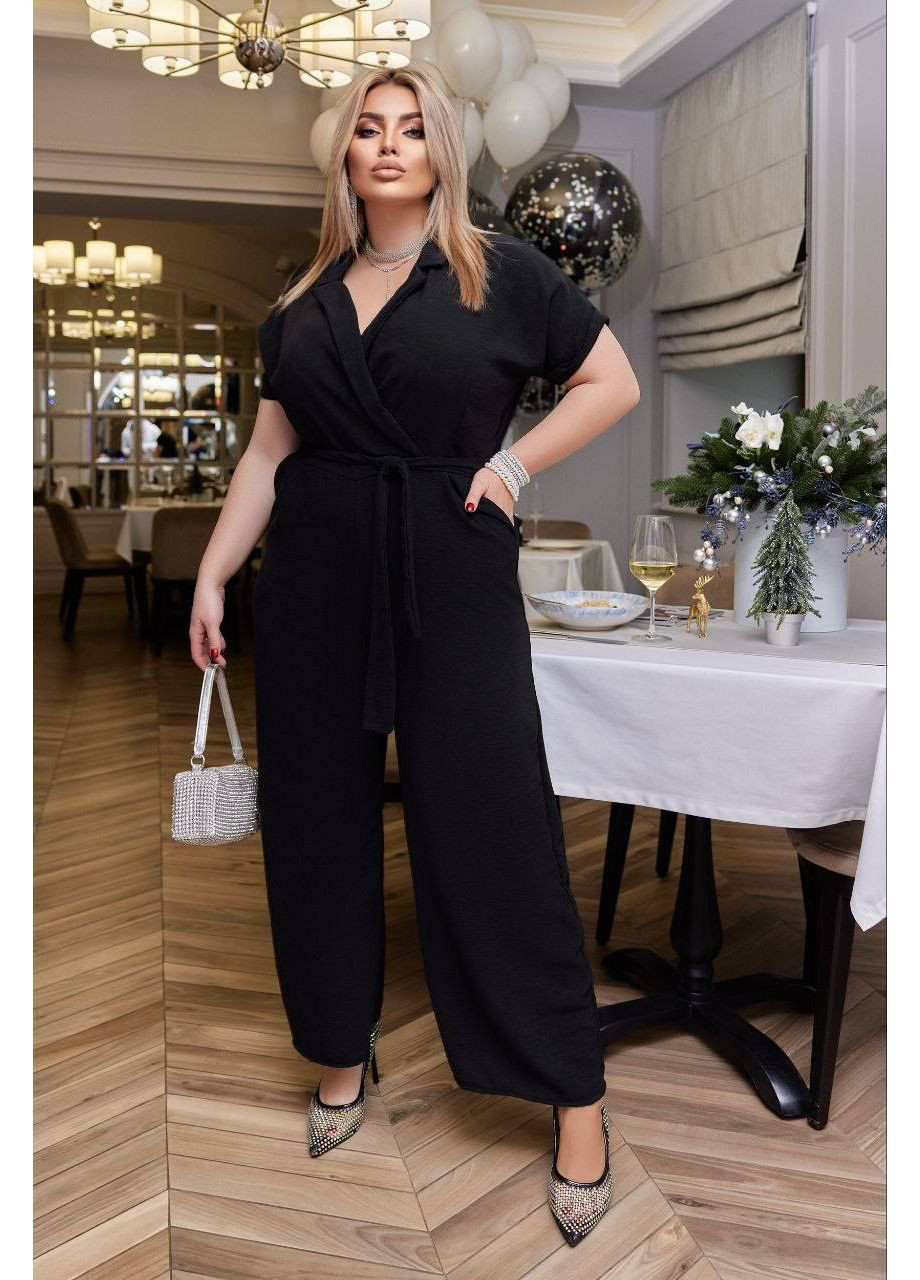 Нарядный комбинезон No Brand комбинезон-брюки чёрный праздничный костюмная