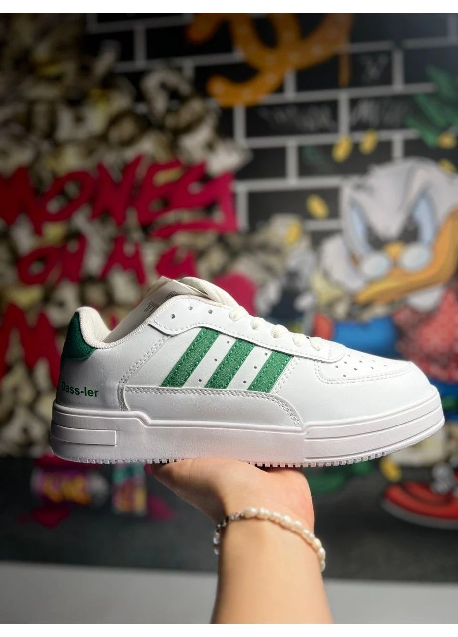 Белые демисезонные кроссовки мужские adidas dass-ler white/green адидас ади даслер белые No Brand
