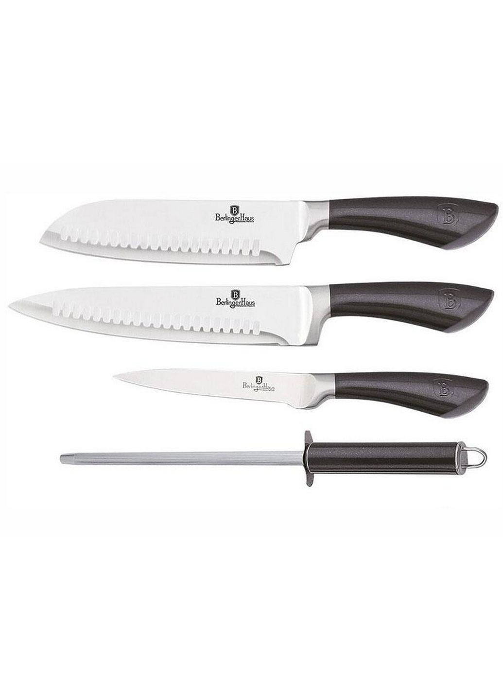 Набір ножів Metallic Line Carbon Pro Edition 4 предмети Berlinger Haus сірий,