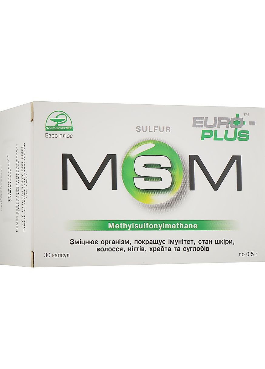 Диетическая добавка «MSM» 500 мг – Евро плюс 30шт (911495-105625) Євро Плюс (368882486)
