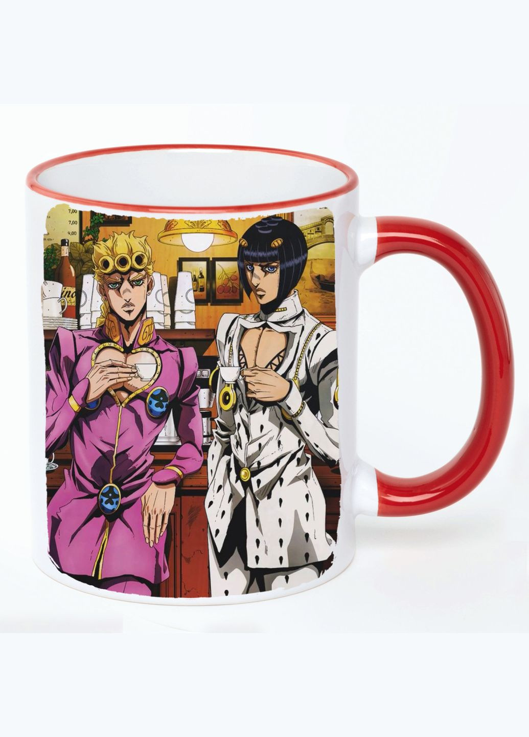 Чашка Неймовірні пригоди ДжоДжо Аніме #007 (кухоль, кухоль) Біла з Червоною ручкою 330 мл No Brand (322716797)