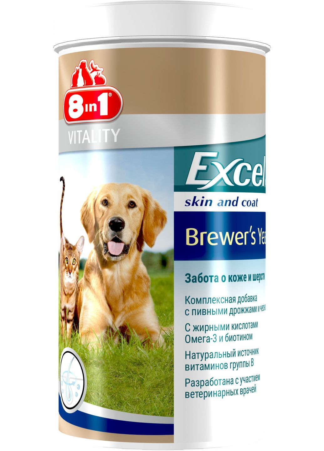 Пивные дрожжи Excel Brewers Yeast для кошек и собак таблетки 1430 шт (4048422115731) 8in1 (279562317)