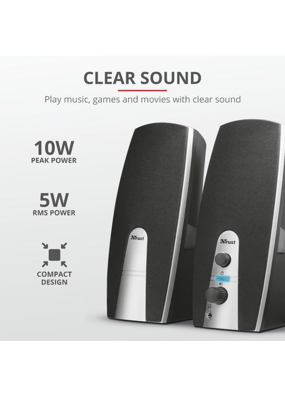 Акустична система 16697_TRUST Mila 2.0, USB/AUX, чорний Trust (364275043)