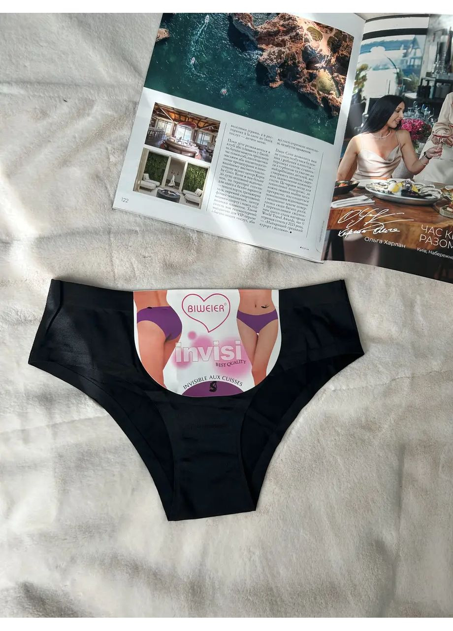 Безшовні жіночі трусики сліп чорний колір Biweier (361147981)