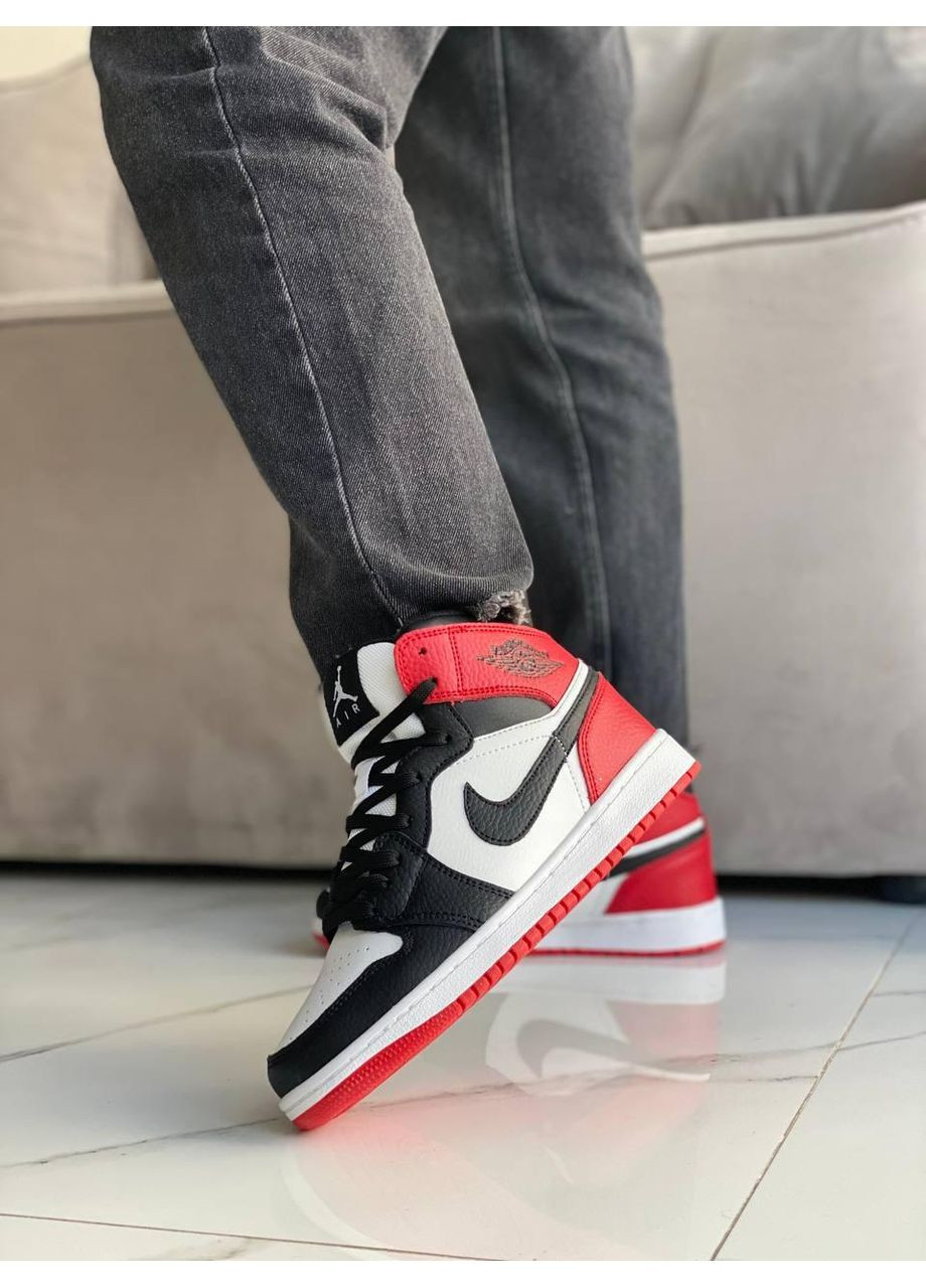 КРОССОВКИ ЖЕНСКИЕ NIKE AIR JORDAN 1 RETRO HIGH BLACK RED WHITE V2 НАЙК АИР ДЖОРДАН No Brand чёрные демисезоны (367168563)