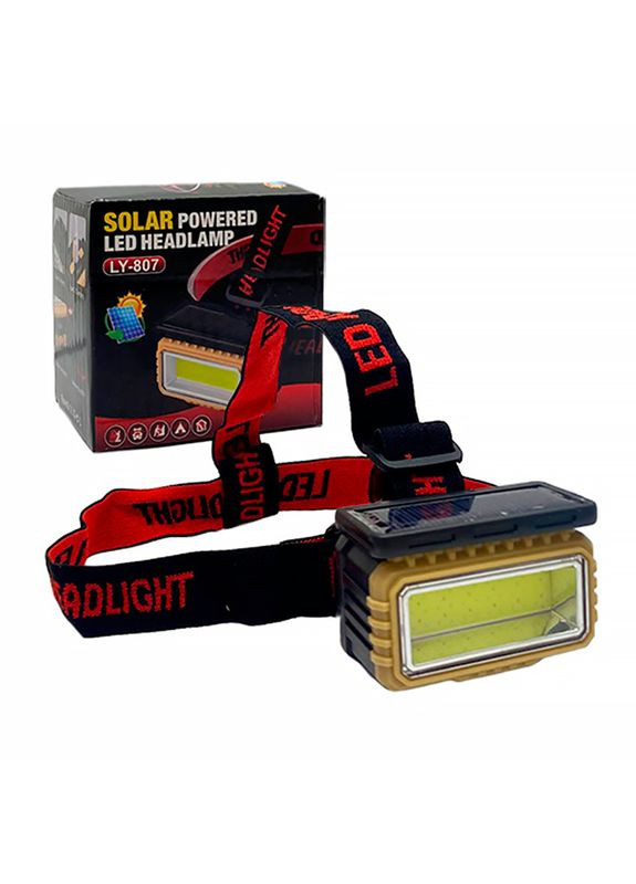 Налобный LED фонарь зарядка с аккамулятором 1200 мАч Type-C с солнечной батареей BL-LY-807 Black X-Balog (350349008)