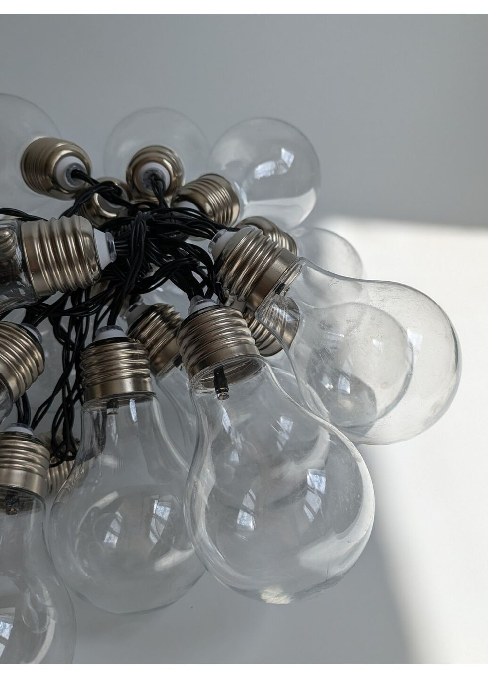 Гирлянда 5м 20 ламп прозрачных теплый белый на солнечной батарее No Brand (360900808)