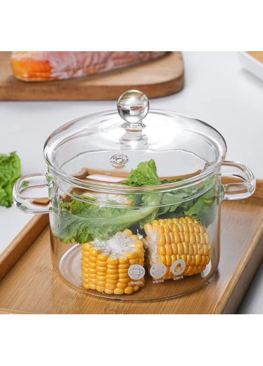 Кастрюля стеклянная с крышкой из боросиликатного стекла, прозрачная кастрюля, 1,9 л No Brand (362961162)