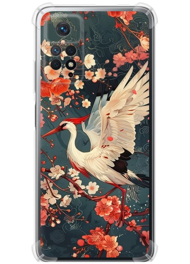 Силіконовий протиударний с посиленими кутами чохол 'Сакура та лелека' для Endorphone Xiaomi Redmi Note 11 Pro (291128306)