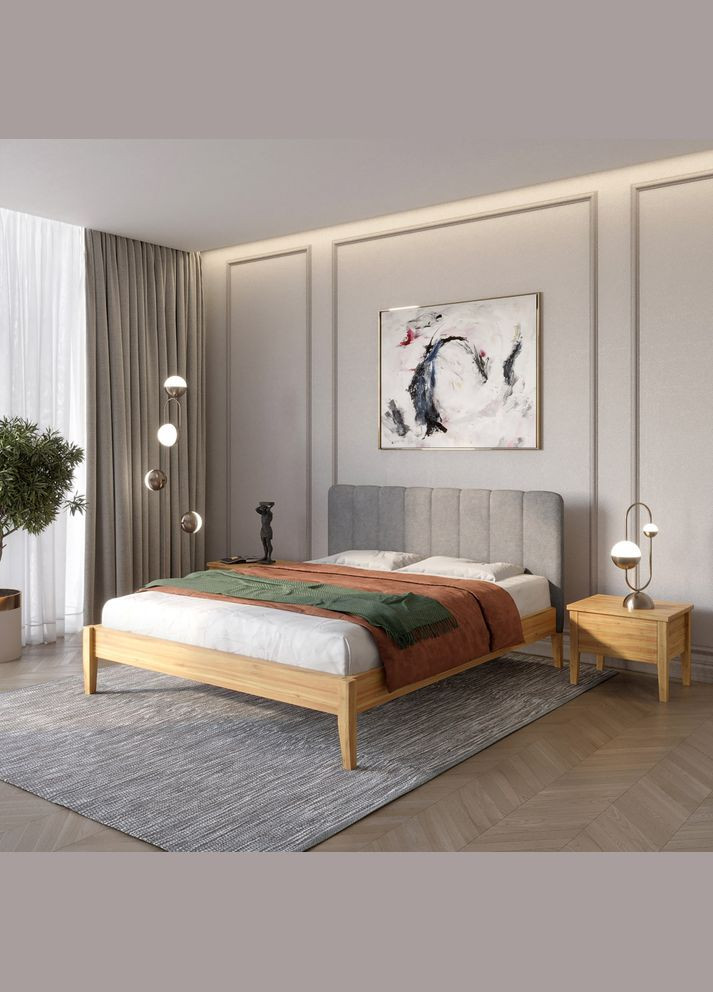 Двоспальне дерев'яне ліжко Лондон ДК /Аляска 93 (Сірий) Б1 180х200 см (MBG-6457) Mebigrand (368280573)