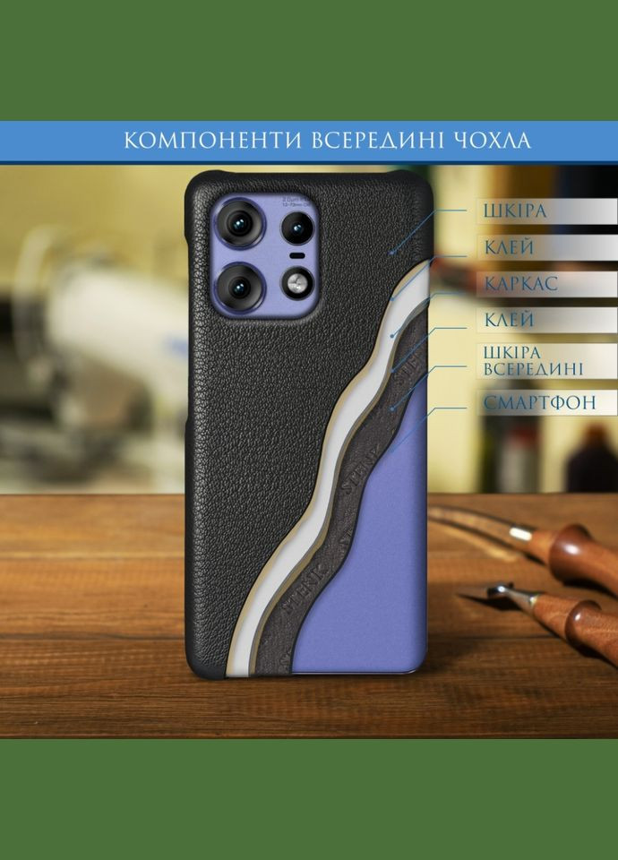 Шкіряна накладка Cover для Motorola Edge 50 Pro Чорний (77198) Stenk (294206207)
