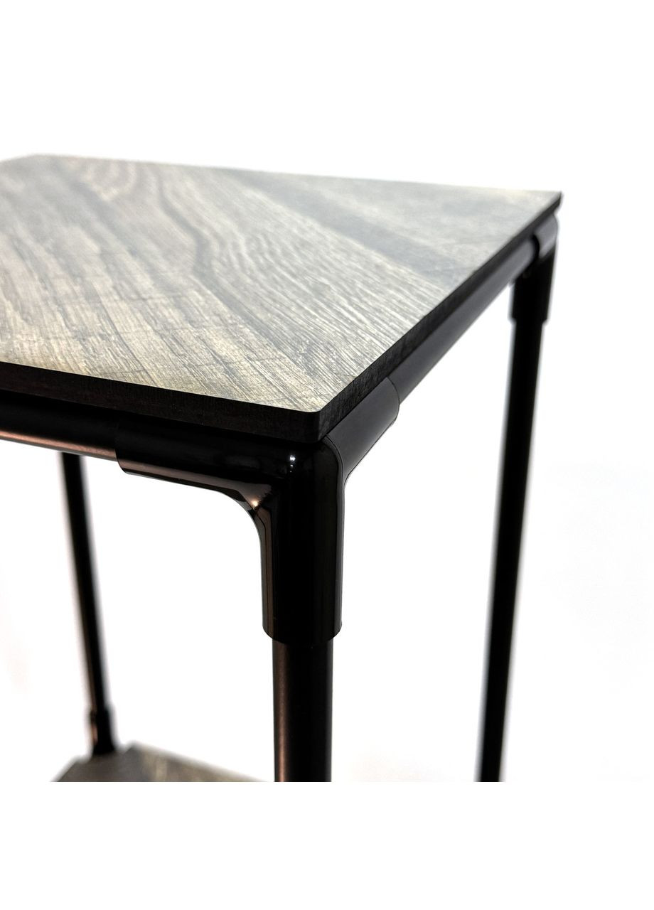 Металлическая напольная полка-стелаж для растений Troya, Зх уровневая черная H=1,45м МДФ ламинированные полочк Metaplant (346496899)