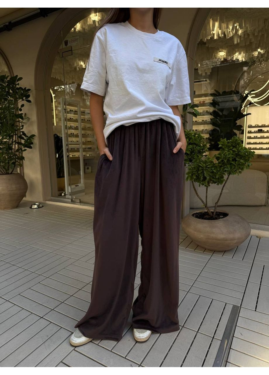 Обʼємні велюрові штани оверсайз на резинці | заміри в описі DK/DL Мода без кордонів (365564446)