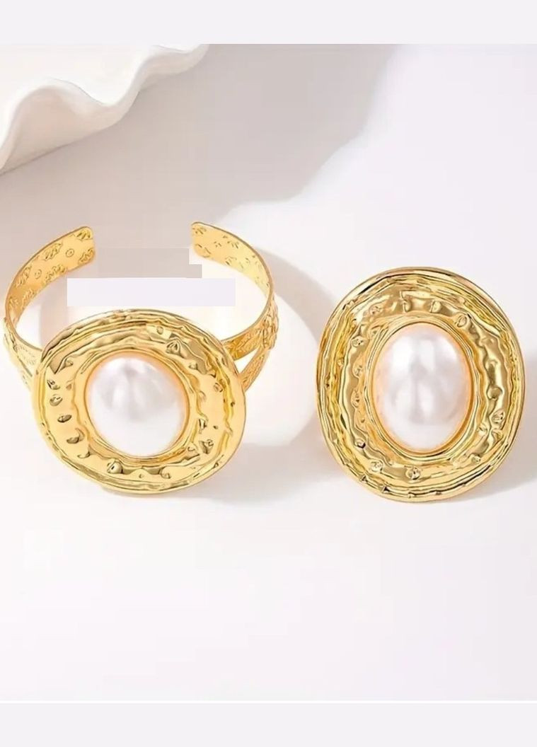 Массивный набор браслет и кольцо с жемчужной вставкой, 1208 No Brand (343247908)