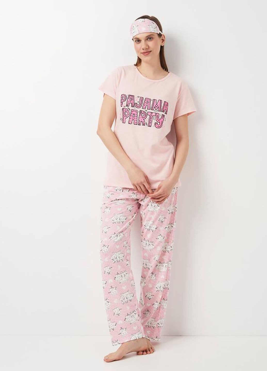 Розовая всесезон пижама футболка + брюки Carla Mara