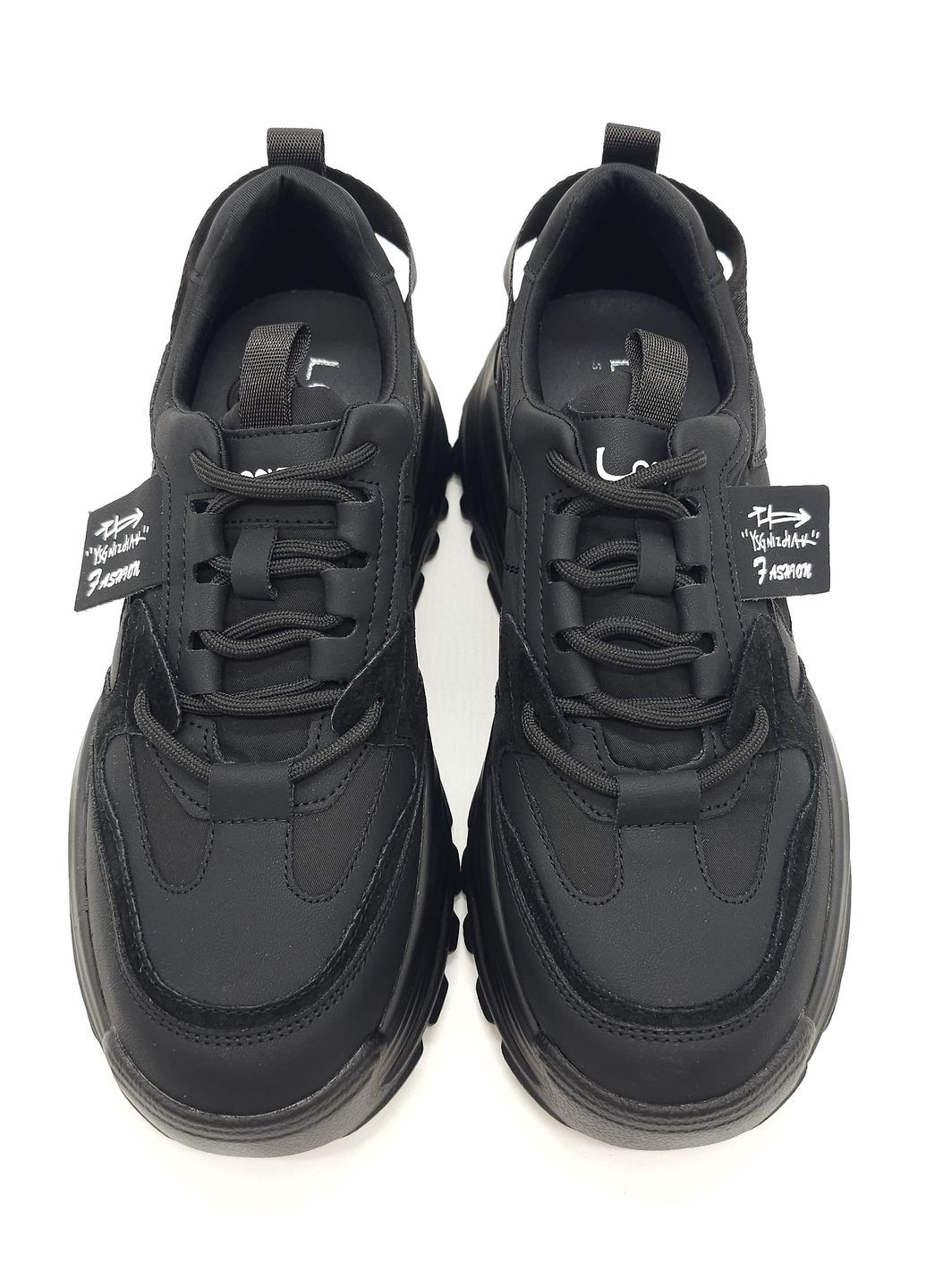 Черные всесезонные женские кроссовки черные кожаные l-10-29 23 см(р) Lonza