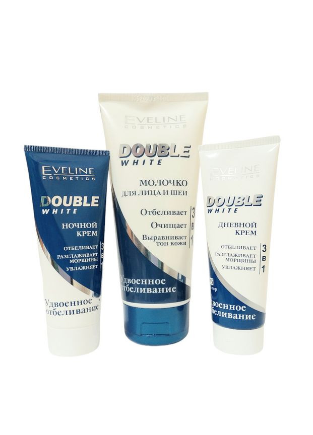 Набор кремов для лица Отбеливающие Double White Эвелин (Дневной ночной молочко) Eveline Cosmetics (332201178)