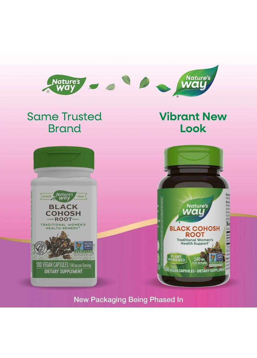 Клопогон, 540 мг, Black Cohosh, 100 вегетарианских капсул. Nature's Way (315146274)