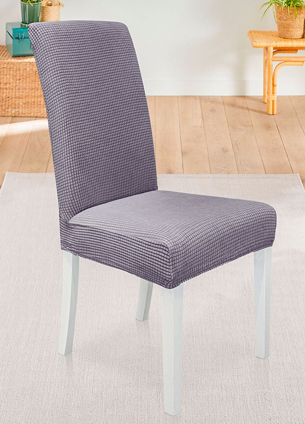 Чохол на стілець універсальний Corn Fleece сірий Love You (325221295)