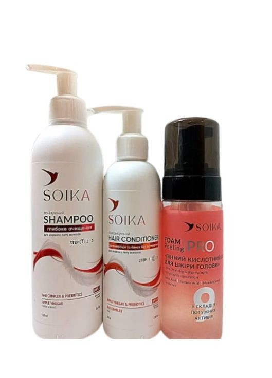 Набір "Глибоке очищення" для жирного волосся 3 в 1 з кислотами АНА Soika (294205907)