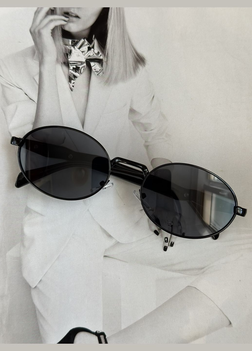 Женские очки овальной формы черного цвета (1124) No Brand (325215171)