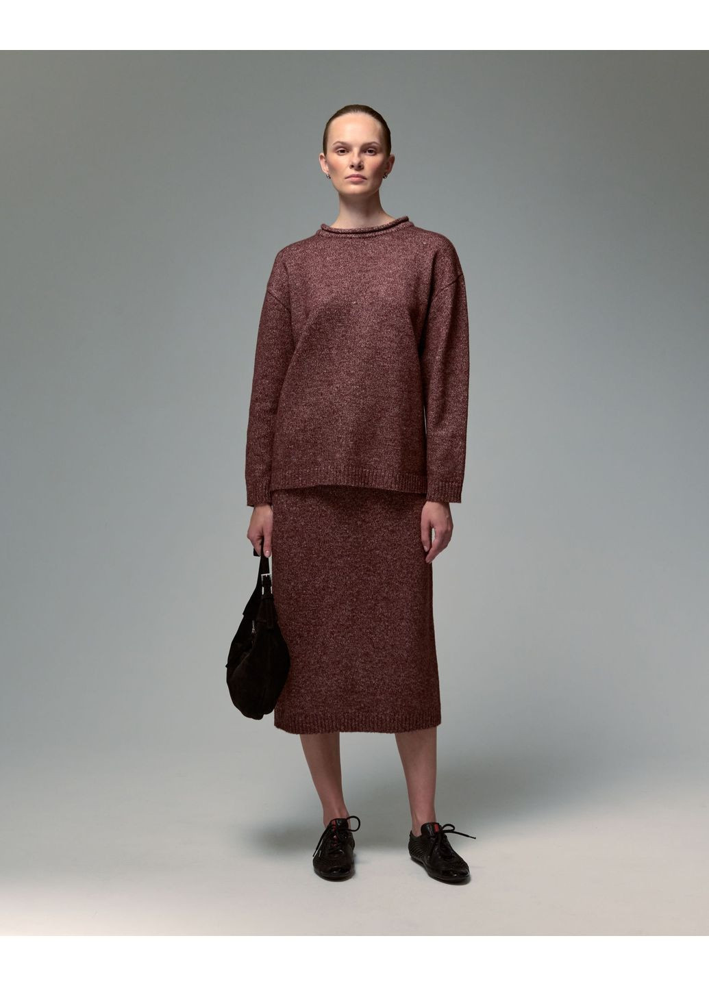 Вʼязана спідниця бордова JUL (366873673)