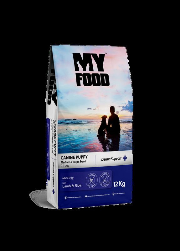 Сухий Корм Myfood Суперпреміум для цуценят середніх та великих порід з Ягням та Рисом 12 кг Hermos (368700788)