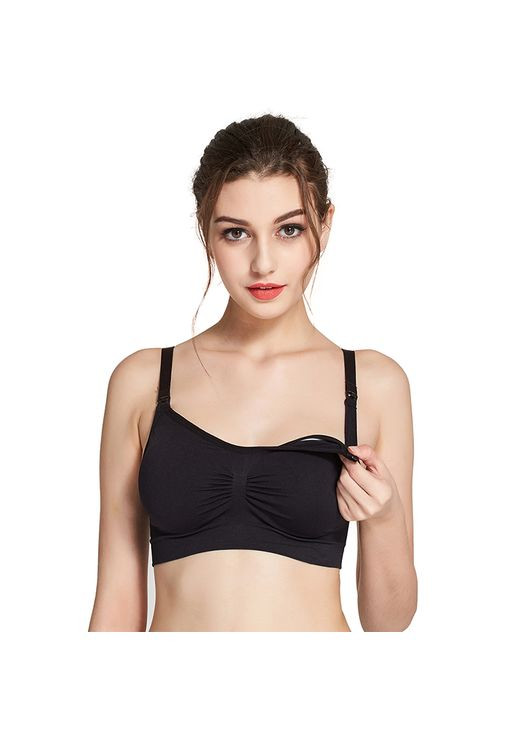 Чёрный бюстгальтер-топ для кормления бесшовный l (40) Mommy Bag