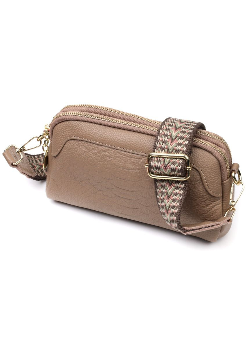 Сумка женская через плечо на два отделения кожаная 22356 Бежевая Vintage (302009089)