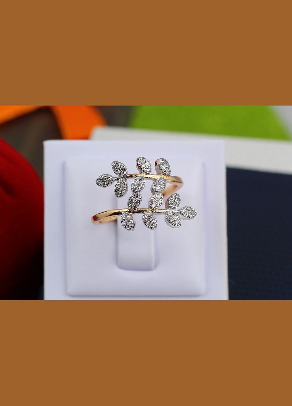 Кільце з родієм подвійна гілка р 19 золотисте Xuping Jewelry (317405082)