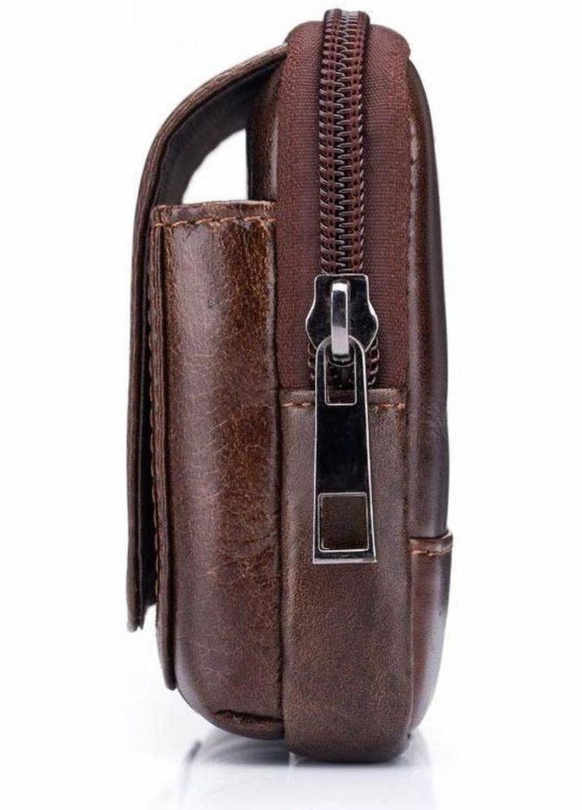Сумка чохол для телефону на ремінь для документів шкіряна маленька сумочка Коричневий 35950 BULL (337671214)