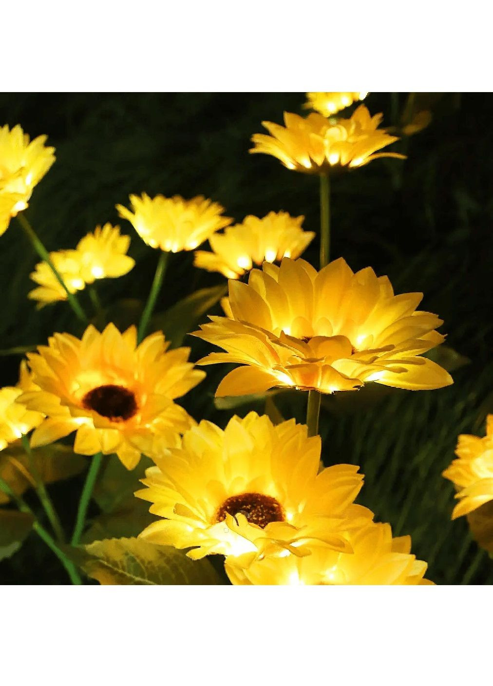 Ліхтар лампа світильник газонний садовий на сонячній батареї із сутінковим датчиком 42,5 см (478183-Prob) Соняшники Unbranded (303078079)