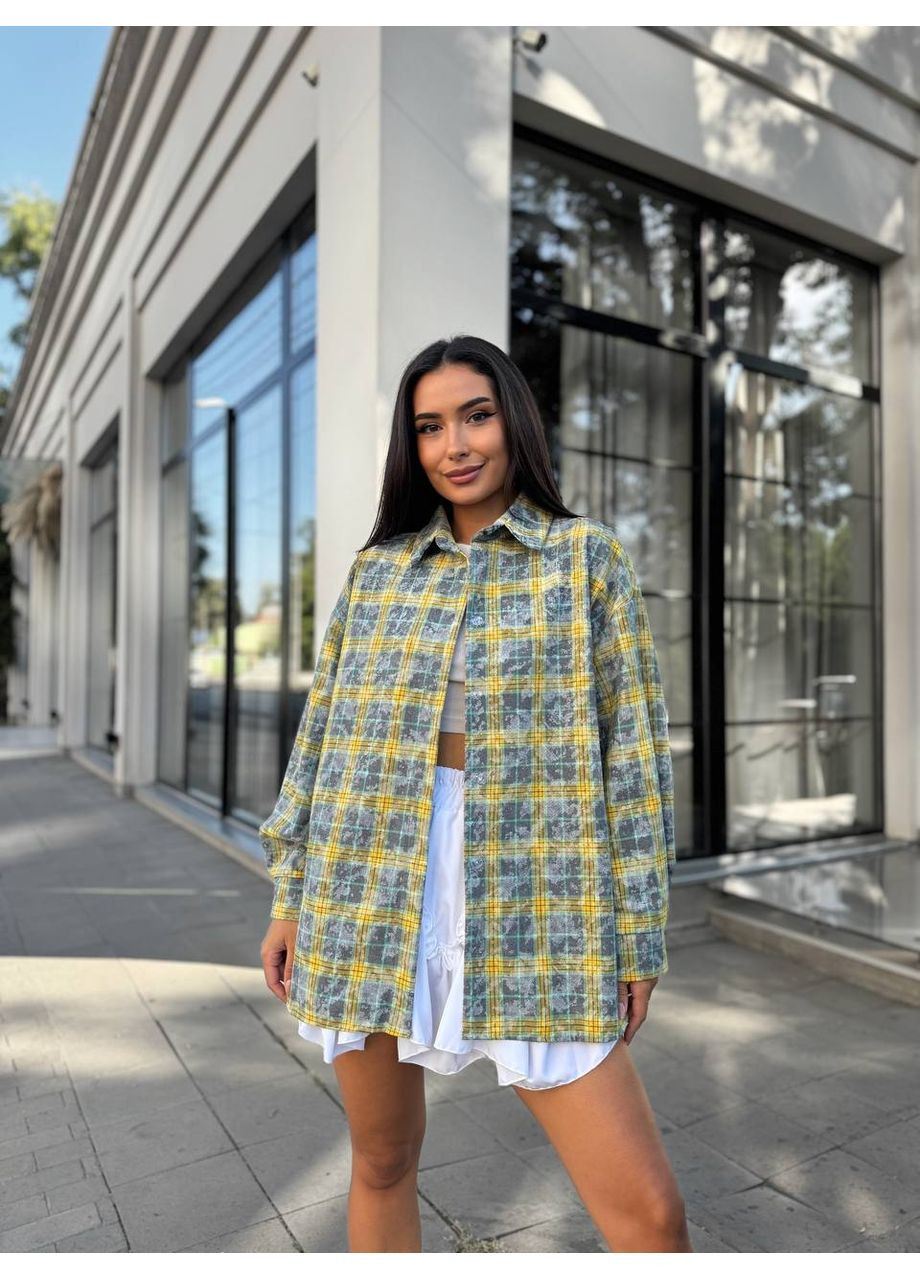 Желтая кэжуал рубашка в клетку MonCher с длинным рукавом