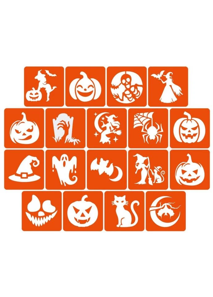 Набір для біо-тату "Хелловін - гліттер" set-halloween-glitter 18 трафаретів No Brand (387027263)