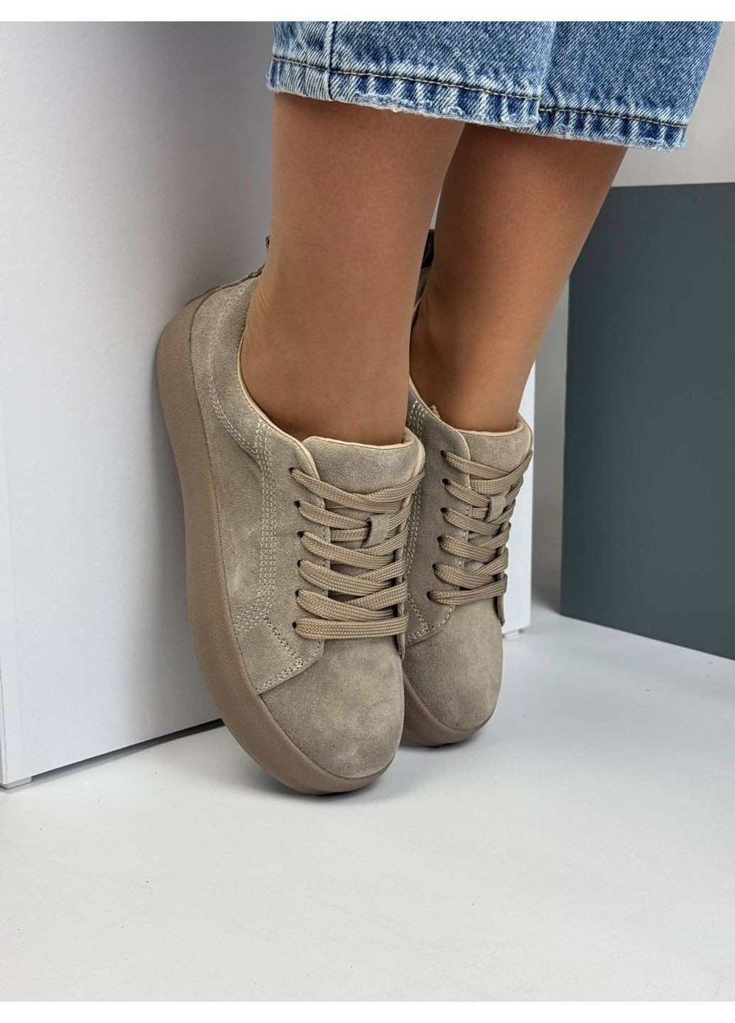 458 Кеды Бежевые Замшевые KDSL бежевые демисезоны (367960255)