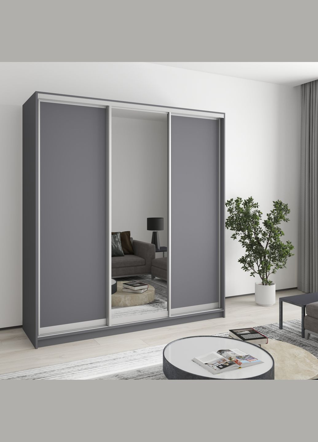 Шкаф-купе трехдверный Стандарт AL 2ДСП/Зеркало 190x45x210 см (MBS-2903) MebelStar (346289893)