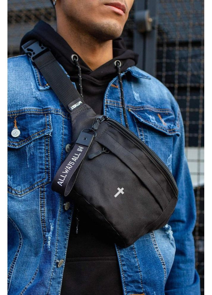 Сумка бананка барсетка через плечо с принтом Dagger Black Without (353707035)