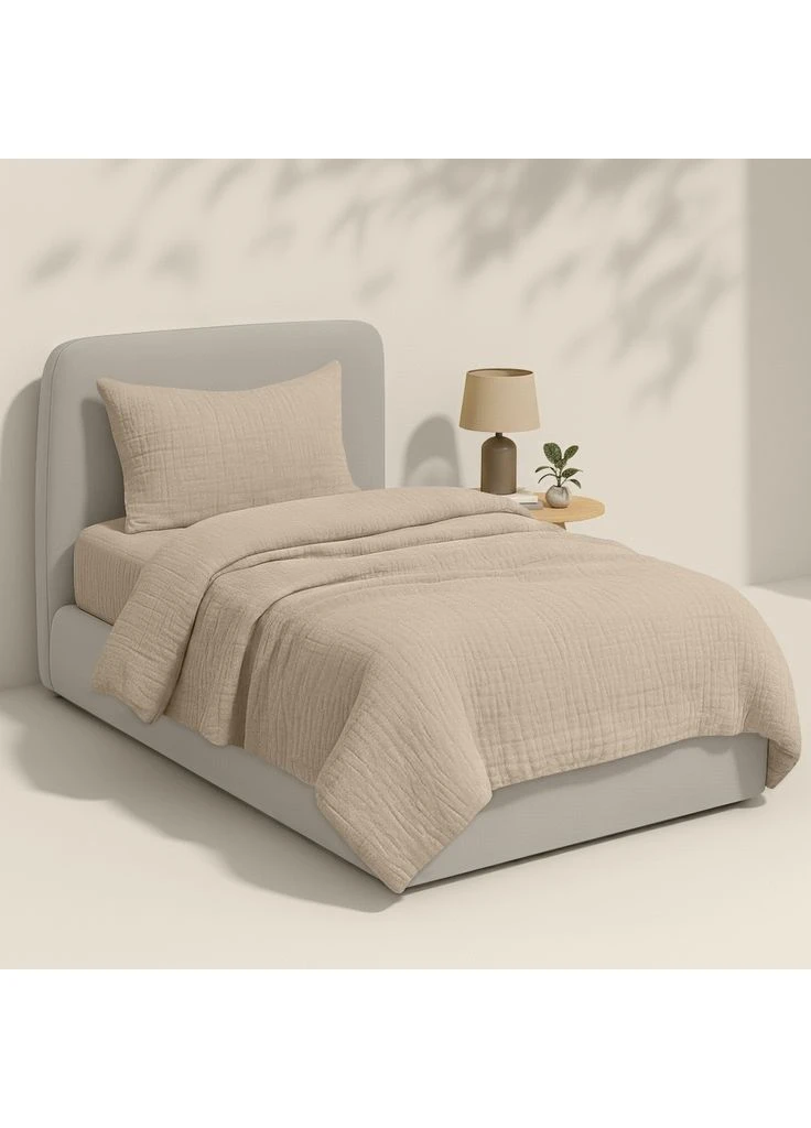 Підліткова постільна білизна муслін з простирадлом на резинці BEIGE CS1 (2200000007353) Cosas (392579852)