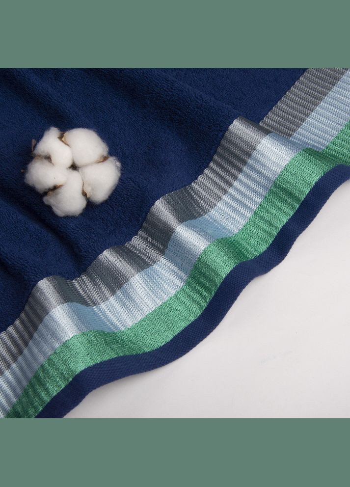 Махровое полотенце "Полоса" 70х135 см, синее, плотность 380 г/м², натуральный хлопок IDEIA синий