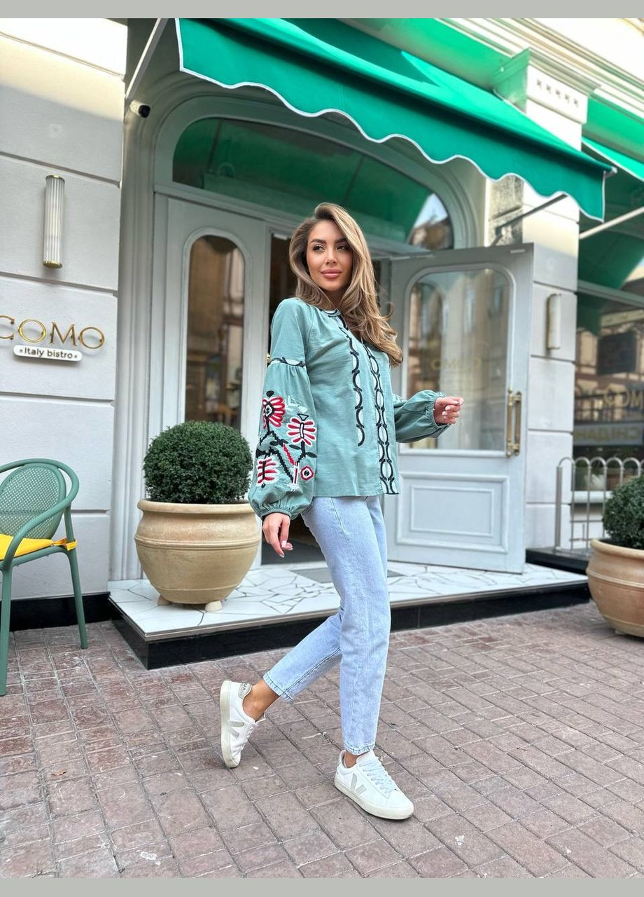 Жіноча вишиванка Квита бірюзова ESQ 4700 (303899177)