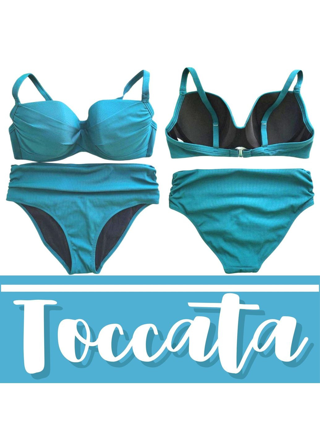 Зелений роздільний купальник формована чашка на каркасах та високі плавки з широким бочком смарагдовий kelly bsk - 040 Toccata