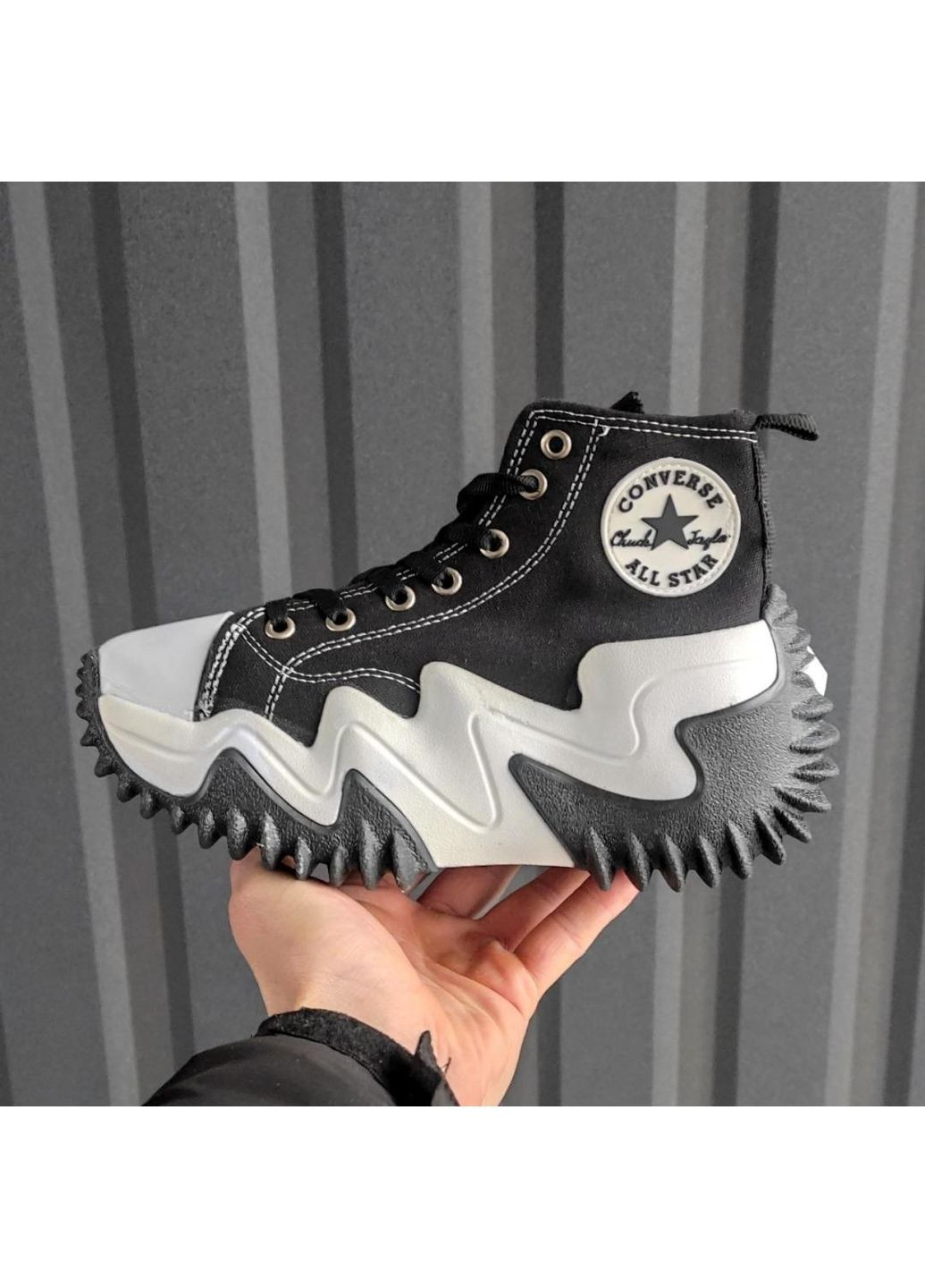 Сірі Осінні кеди чоловічі converse run run star motion black / grey конверс ран стар No Brand