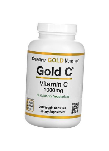 Вітамін С, Аскорбінова кислота, Gold C Vitamin C 1000, Каліфорнія Gold Nutrition 240вегкапс 36427005, (36427005) California Gold Nutrition (293256594)